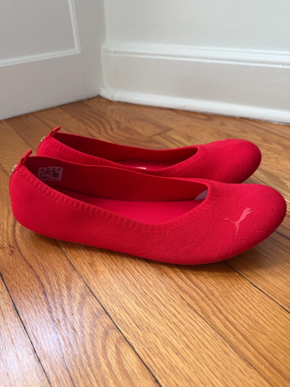 Puma Red Iliana Knit Red Comfort Ballet Flats Slip Ons Women’s Size 8.5